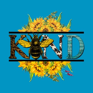 Bee Kind Sunflower Bee Autumn Fall Design T-Shirt