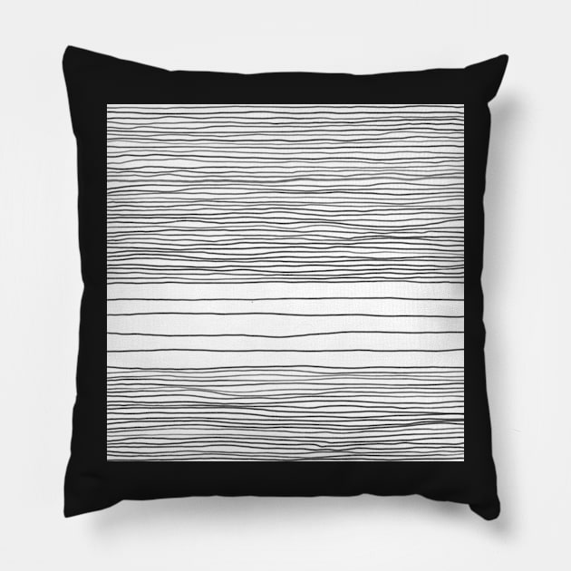 Monochrome black and white graphic stripe minimalist style Pillow by FrancesPoff