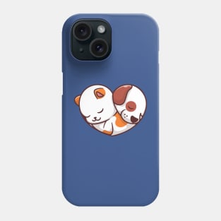 Cute Cat And Dog Sleeping Cartoon Vector Icon Illustration Phone Case