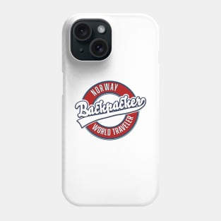 Norway backpacker world traveler logo. Phone Case