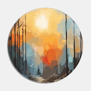 Abstract Sunset Watercolor Sunset Pin