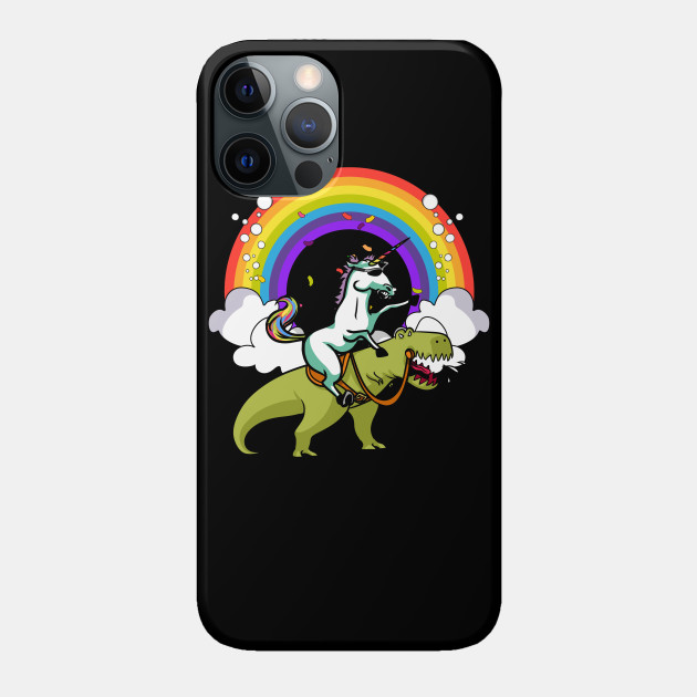 Unicorn Riding T-Rex Dinosaur Party - Unicorn - Phone Case