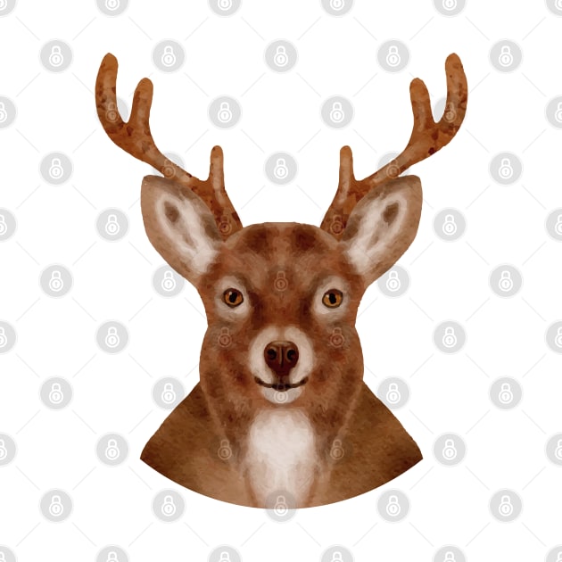 Deer Painting Head Hand drawn by Mako Design 