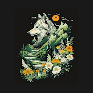 Majestic Wilderness: Lone Wolf and Mountain Landscape for her for him T-Shirt