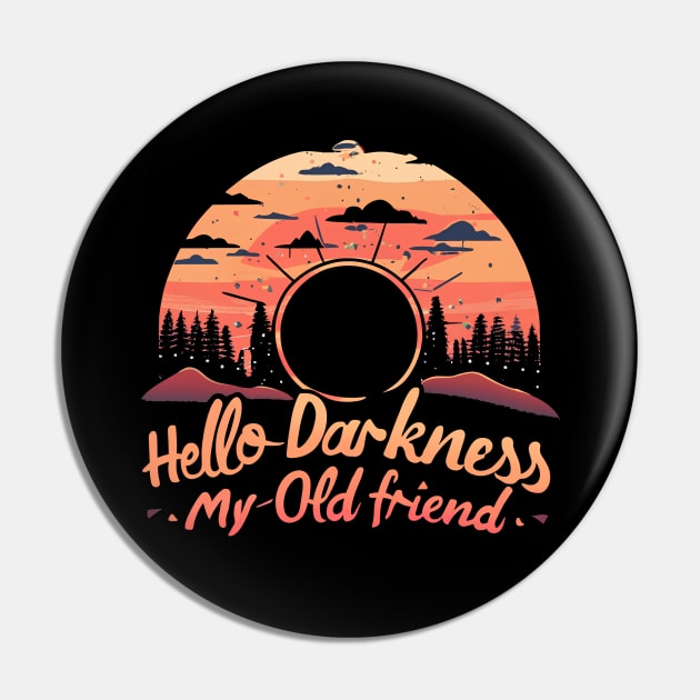 Hello Darkness My Old Friend Solar Eclipse -  Retro Style Pin by jorinde winter designs