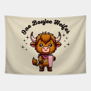 Boujee Heifer Highland Cow Valentines Day Farmyard Animal Tapestry