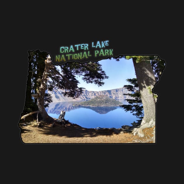 Oregon State Outline (Crater Lake & Wizard Island) by gorff