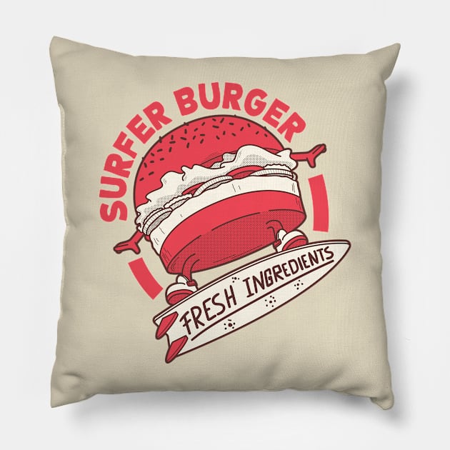 Surfer burger Pillow by Blazedfalcon