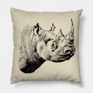 Black Rhino in Profile | African Wildlife Pillow