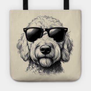 Goldendoodle Dog Wearing Sunglasses Drawing Tote
