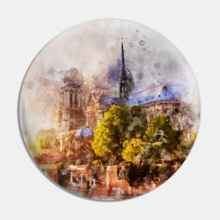 Notre-Dame de Paris Watercolor - 05c Pin