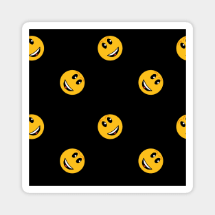 Yellow emoticons on a black background. Joy, smiles, fun. Magnet