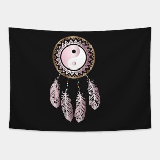 yin yang dreamcather pink Tapestry