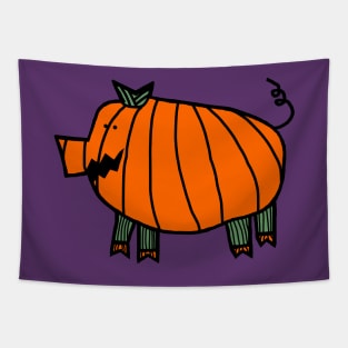 Halloween Horror Pumpkin Pig Tapestry