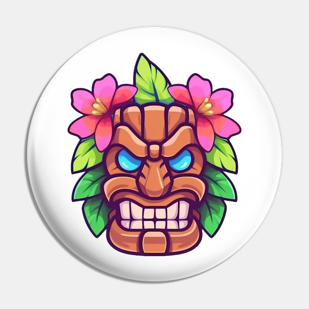 Vector Tiki Mask Pin by Kona Cat Creationz