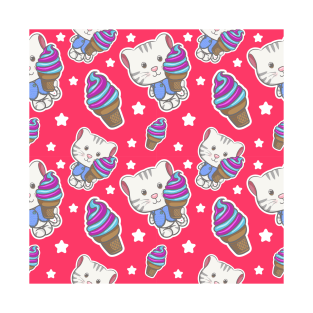 Cute Cat Seamless Patterns T-Shirt