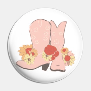 Pink Boots and Flowers Pin