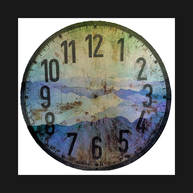 Clock face - Smoky Mountains Grunge Turqouise Blue Violet Option by WesternExposure