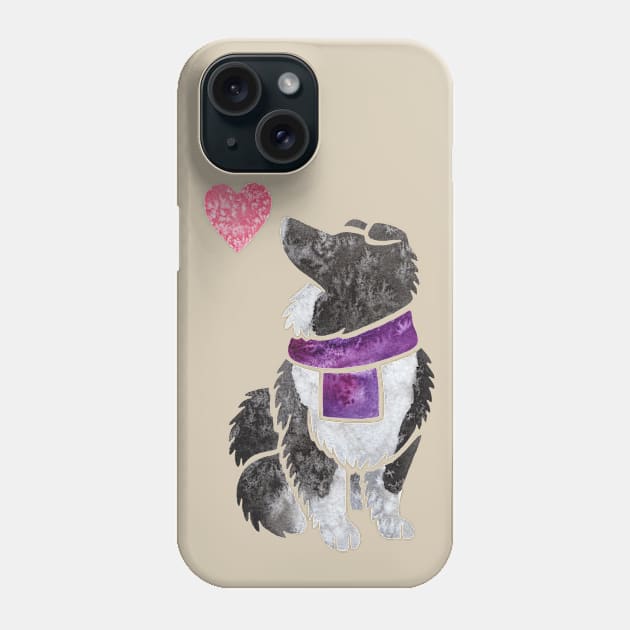 Watercolour Shetland Sheepdog (bi-black) Phone Case by animalartbyjess