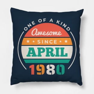 Retro Awesome Since April 1980 Birthday Vintage Bday 1980 Pillow