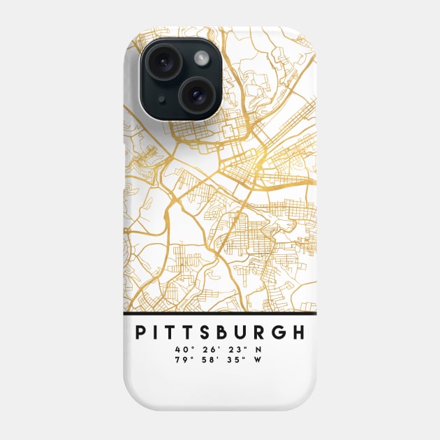 PITTSBURGH PENNSYLVANIA CITY STREET MAP ART Phone Case by deificusArt