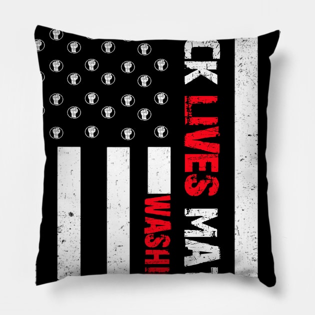 Washington black lives matter Flag American Vintage Pillow by Jannysingle