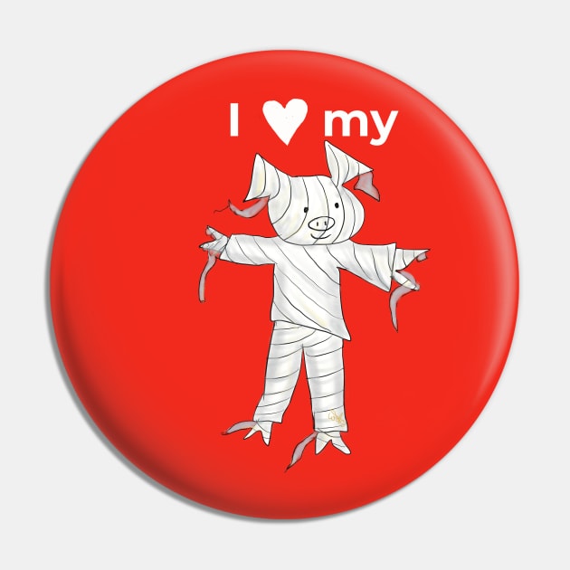 I love my Mummy!  White writing Pin by PiggingJapan