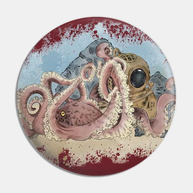 Octopus and Helmet, color Pin by SuspendedDreams