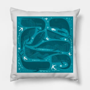 Whales and birds Pillow