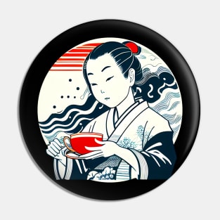 Girl Drinking Tea Pin