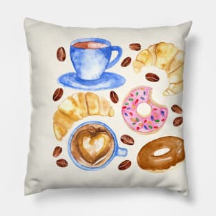 Coffee, Donuts & Croissants Pillow