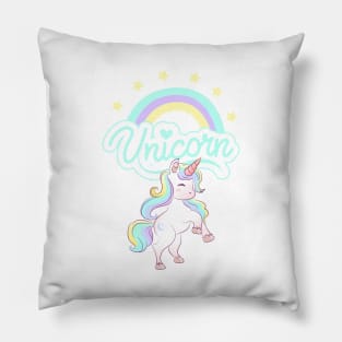 Beautiful Unicorn, Rainbow, and Stars Pillow