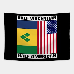 Half Vincentian Half American Heritage USA Roots & Vincent and the Grenadines DNA Family Flag Design Tapestry