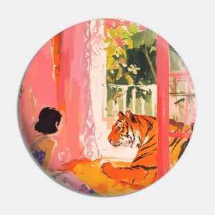 Pink Tiger and Woman Matisse Boho Pin