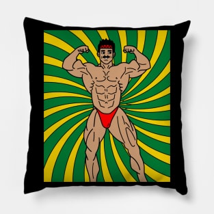 Retro Bodybuilding Lifting Weights Pillow