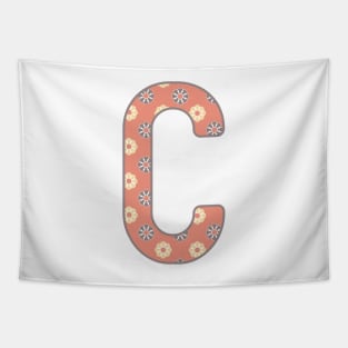 MONOGRAM LETTER C PINK FLORAL TYPOGRAPHY DESIGN Tapestry