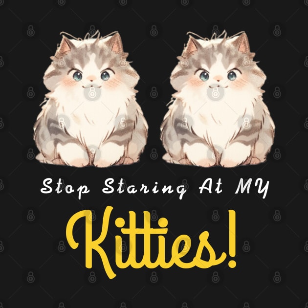 Stop Staring At My Kitties Halloween For Kids Women Men Crew by AE Desings Digital