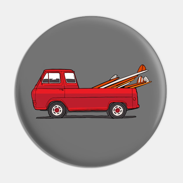 RED SURF TRUCK Pin by OldSkoolDesign