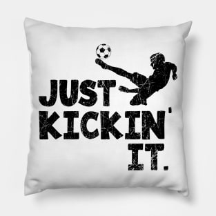 Soccer Just Kickin' It., Black  © GraphicLoveShop Pillow