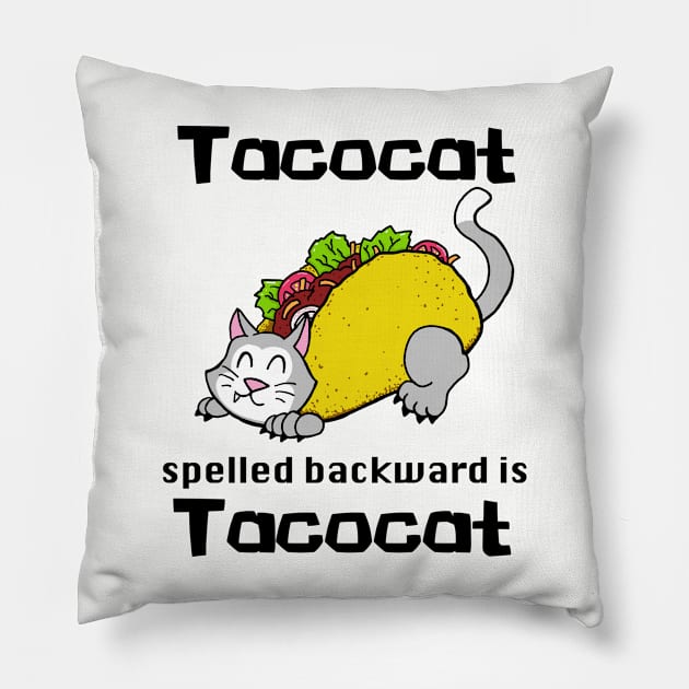 Tacocat Spelled Backward is Tacocat Pillow by SNK Kreatures