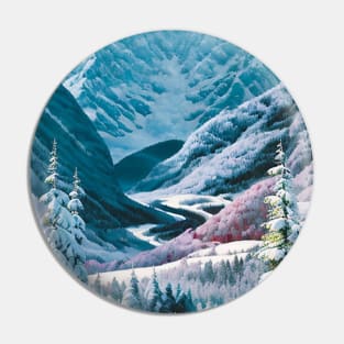 Snowy river in a boreal pine forest Pin