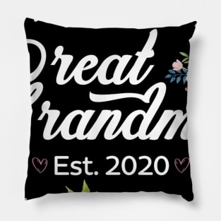 Womens Promoted to Great Grandma Est 2020 First Time Gift Pillow