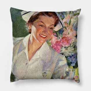 Vintage Science and Medicine, A Happy Nurse in Uniform Pillow