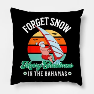 Forget Snow Merry Christmas In Bahamas Santa Surfing Pillow