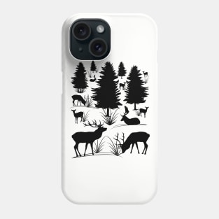 wild deer, roe deer, tree, antler, animals, forest Phone Case