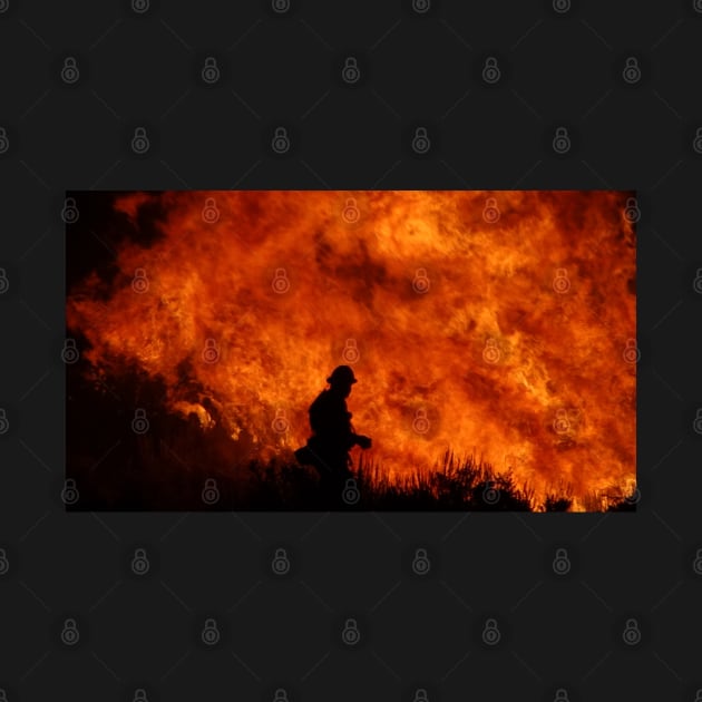 Fireman Silhouette in front of Fire by PLLDesigns