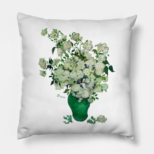 White roses by Vincent Van Gogh Pillow