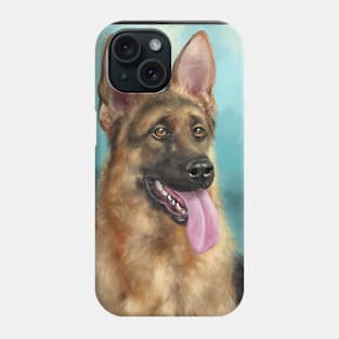 An impressive German Shepherd Painting with his Tongue Out Phone Case