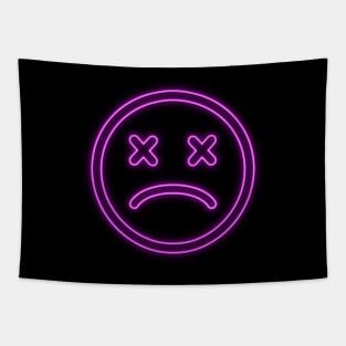 EMOJI SAD FACE NEON Tapestry