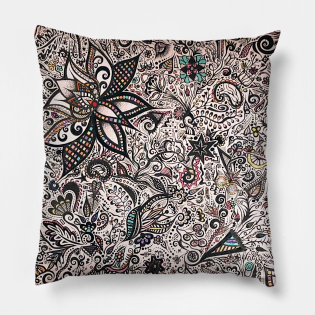 Floral Fantasy Pillow by Shanzehdesigns